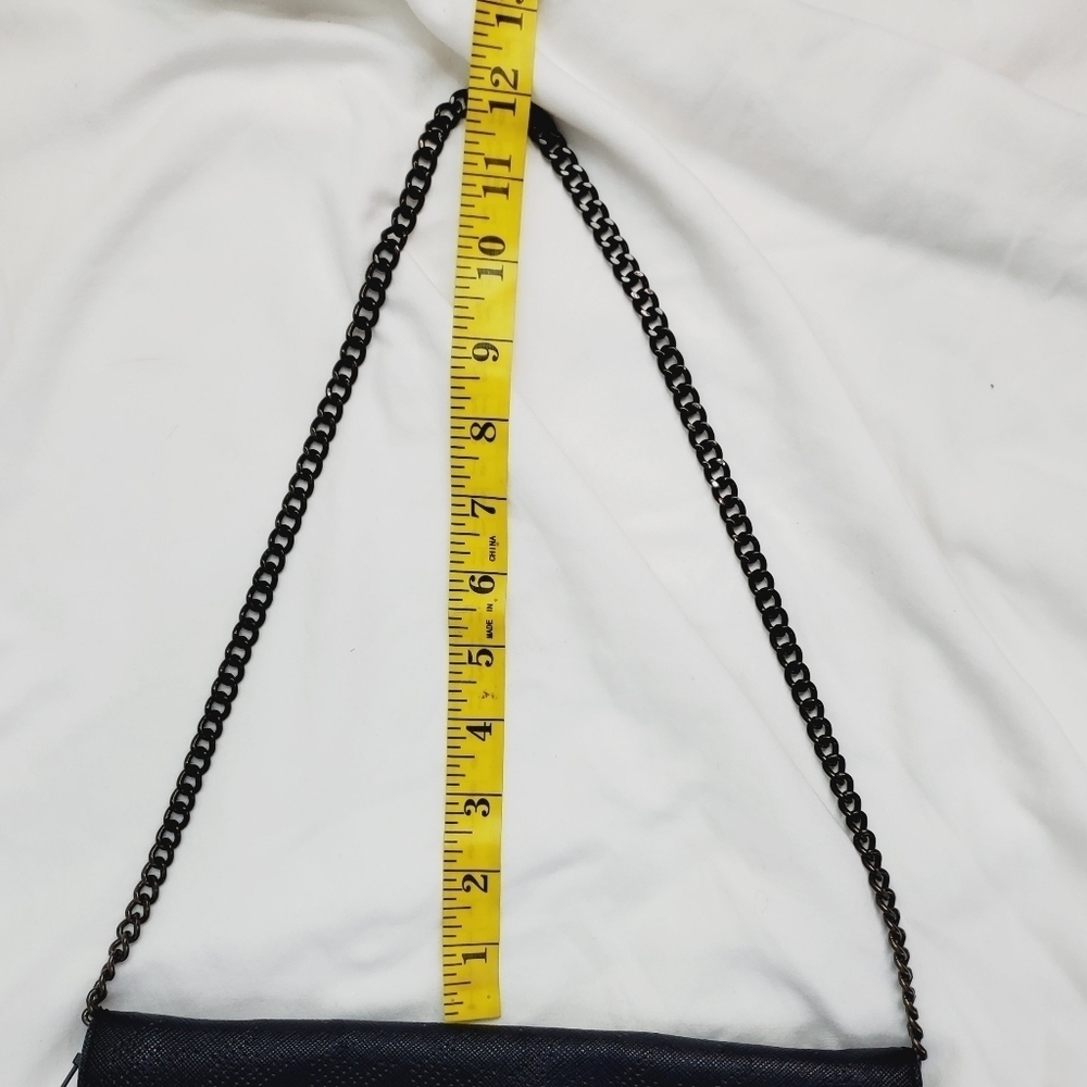 JCrew Perforated Vegan Leather Black clutch with Chain Shoulder Strap Bag Purse - Picture 9 of 13